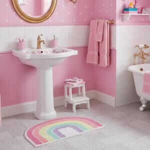 Pottery Barn Kids Rainbow Shag Bath Mat 100% Cotton Washable